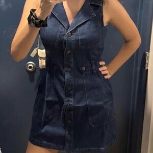 American Eagle Sleeveless Denim Button-Up Dress